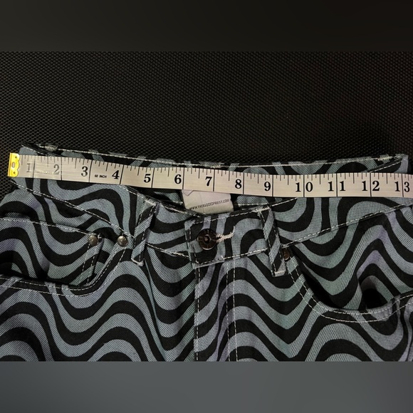 Ragged Priest Black and White Wave Dad wide leg jeans goth emo rave 26 - Picture 9 of 11